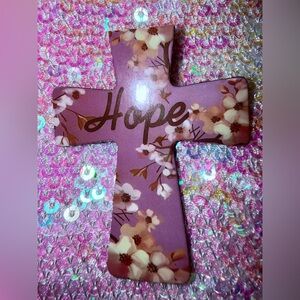 HOPE Beautiful Magnolia Flowers Purple Cross Magnet